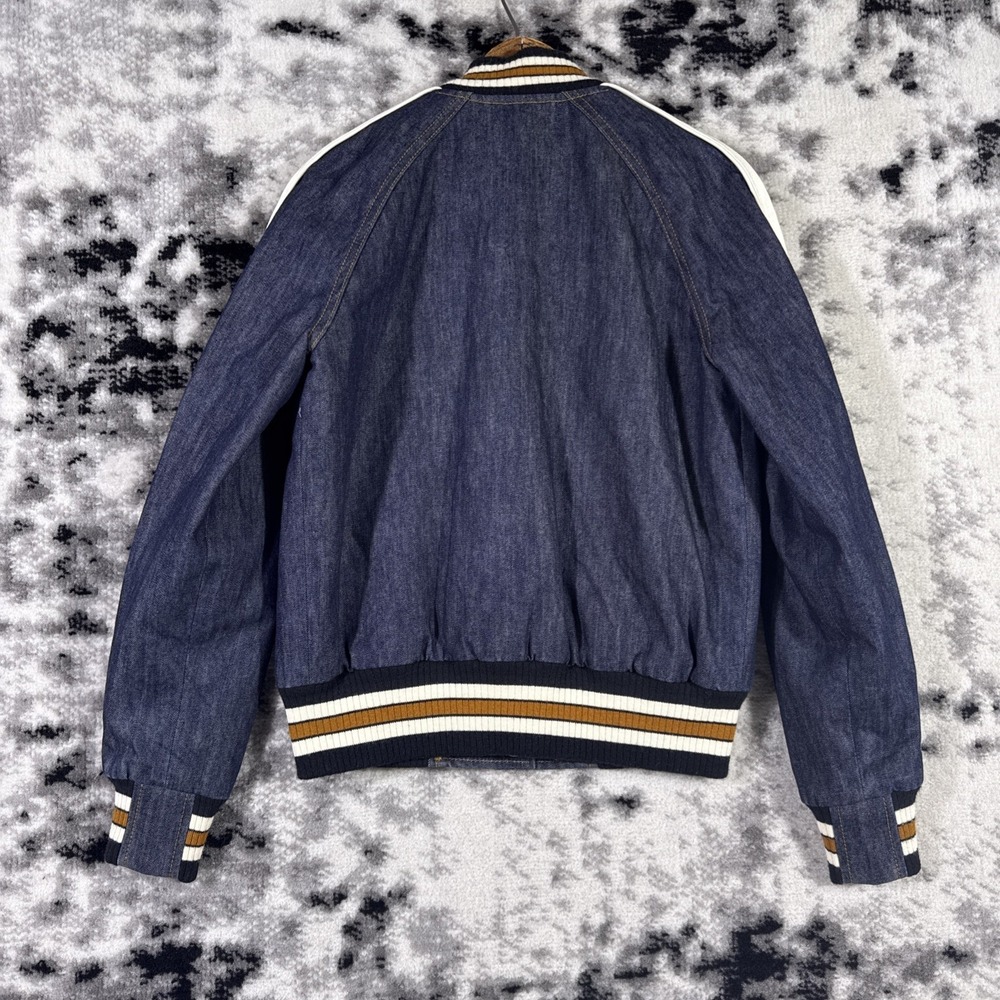 Coach Denim Varsity Jacket Womens Small Dark Wash‎ Blue Embroidered Cutesy Girly - Picture 3 of 14